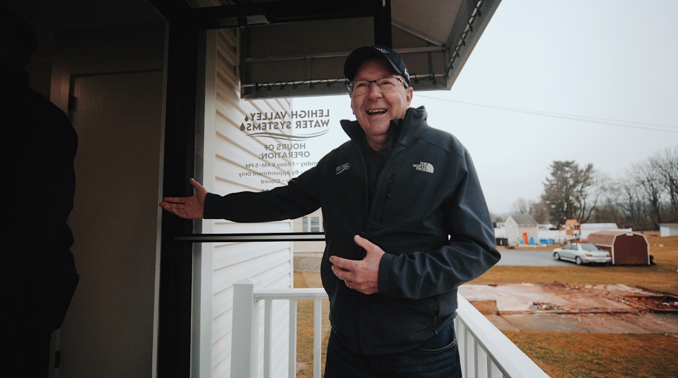 Lehigh Valley Water Systems Building with Employee