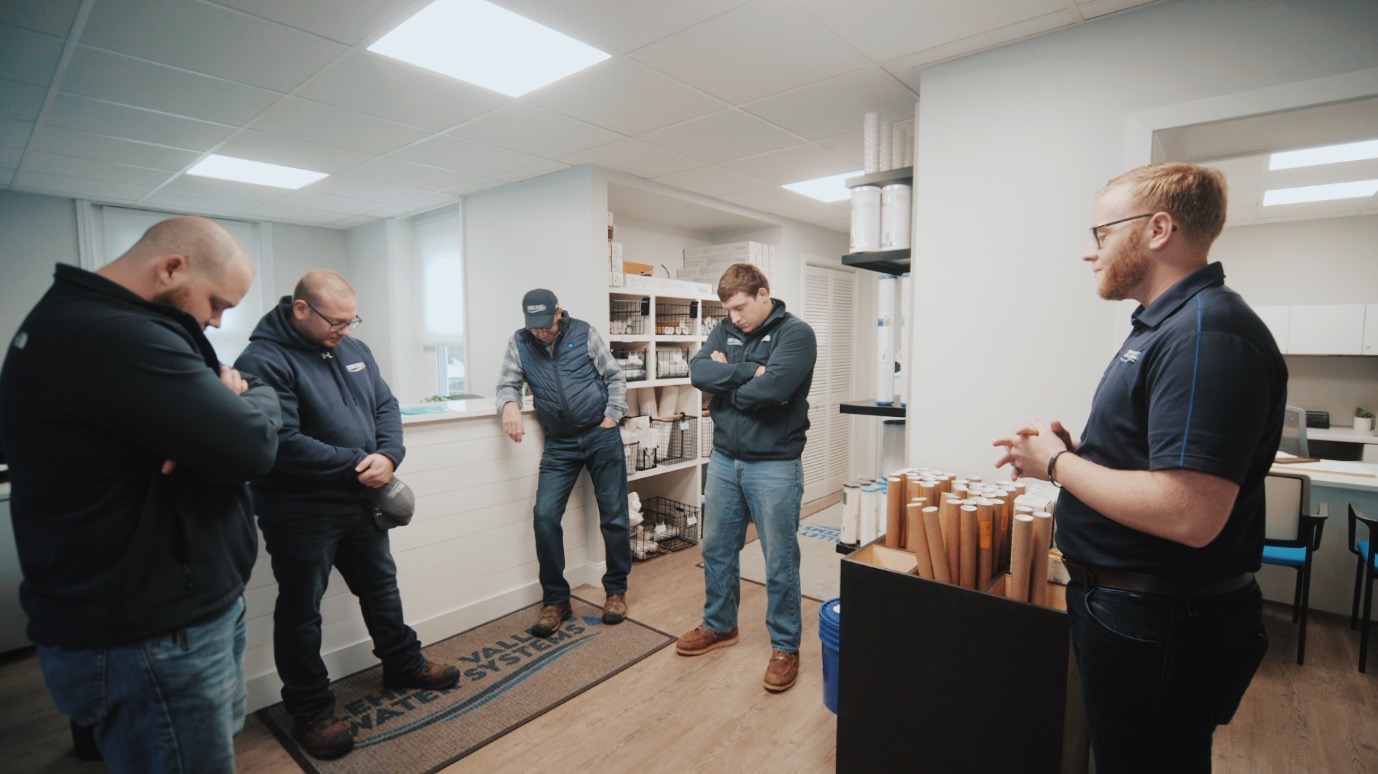 team together in building