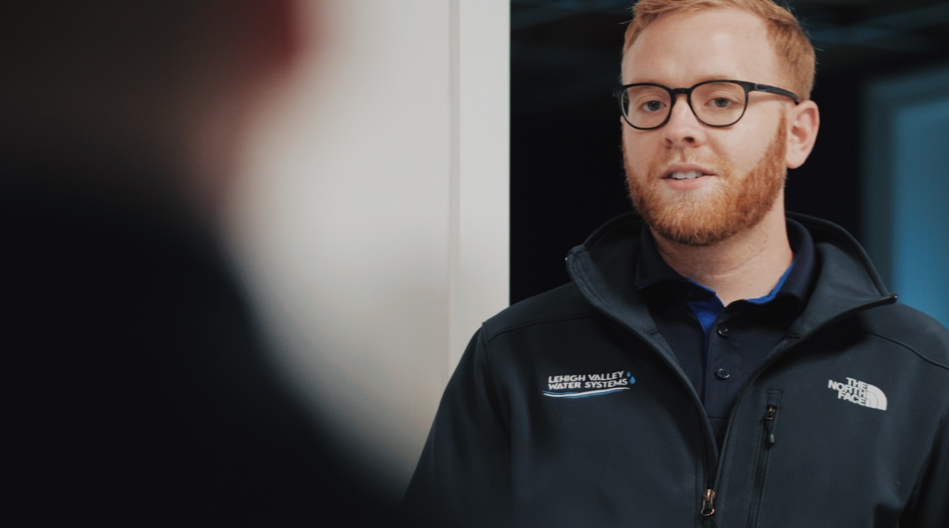 An employee talking to someone